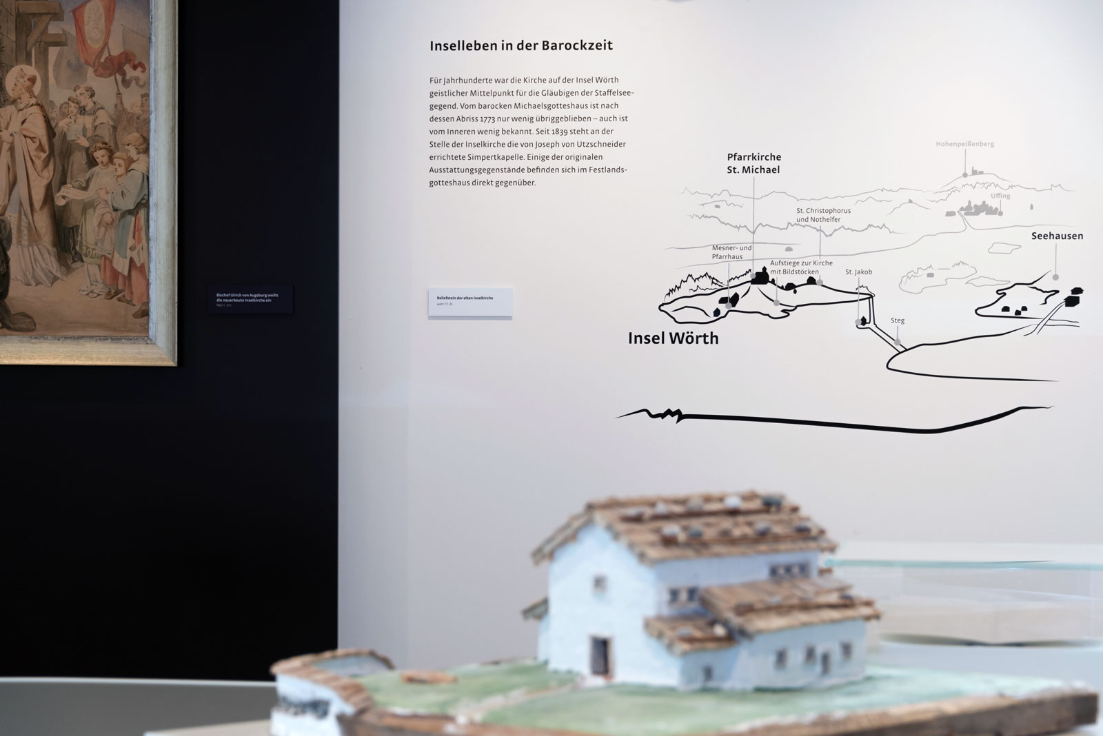 Das Referenzbild für Ausstellungsgestaltung aus der Dauerausstellung Seehausen und der Staffelsee zeigt eine Schablonierung.